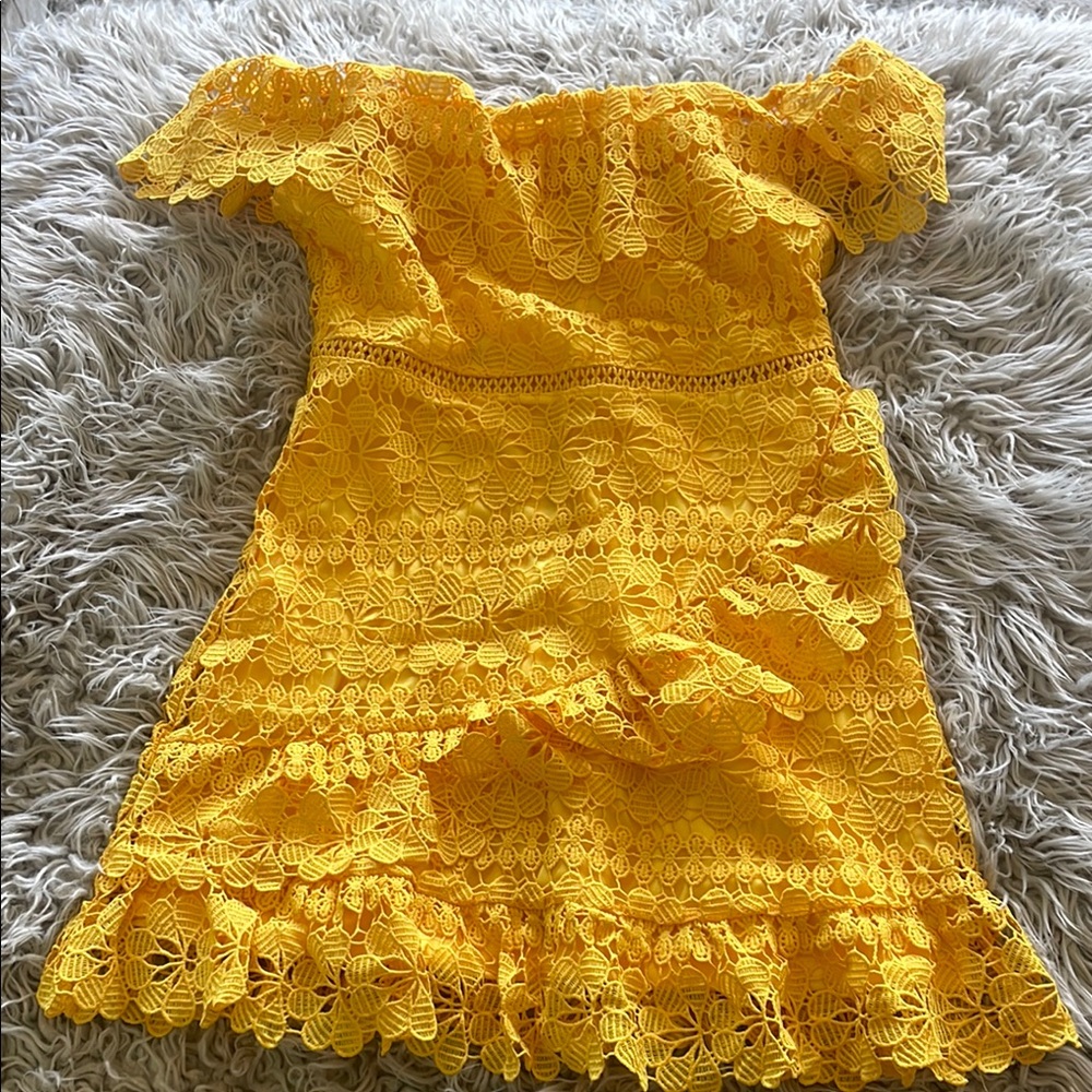 Lulu's Yellow Off-Shoulder Flutter Sleeve Sundress